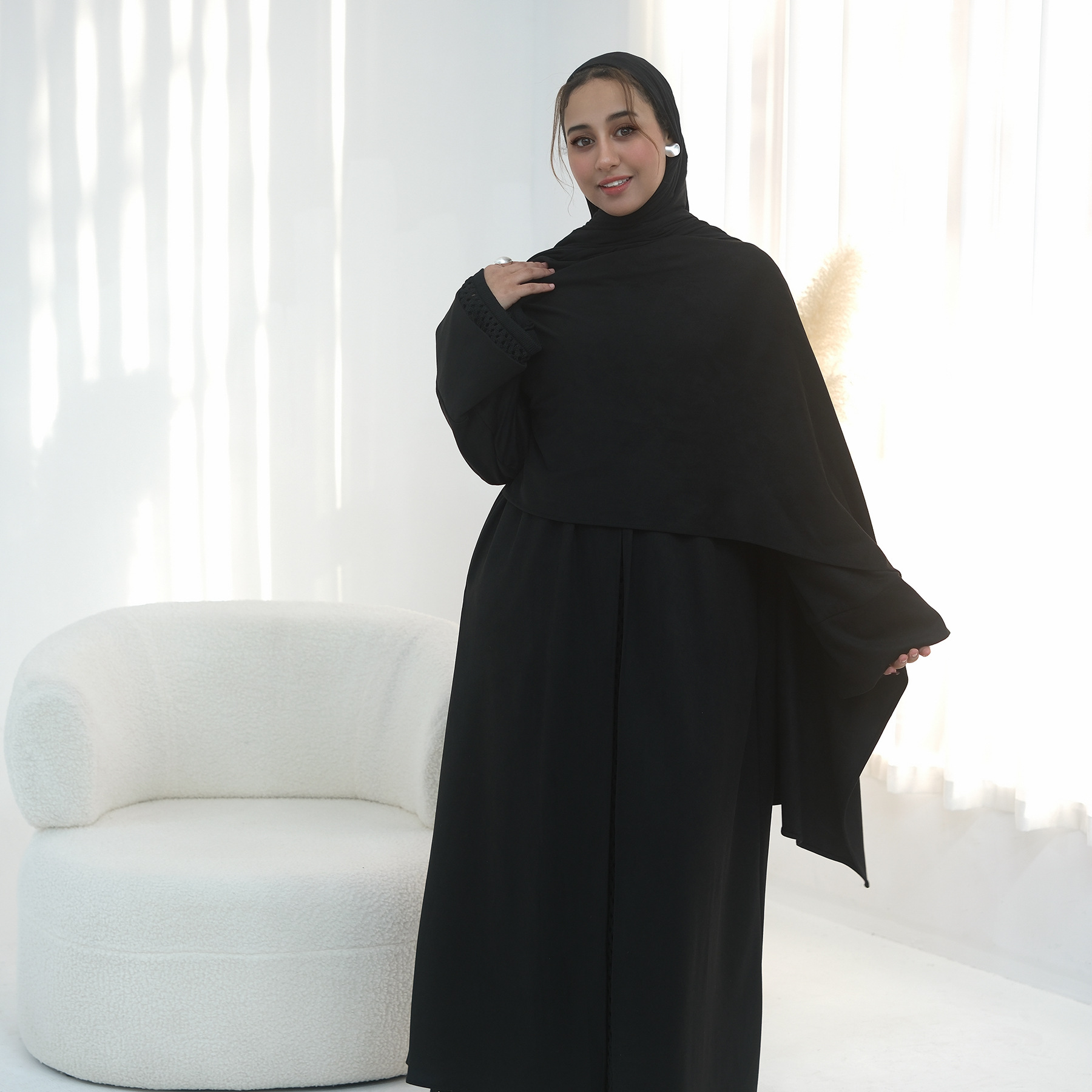 Jalabiya Women Arabic - Abaja z otwartym przodem, peleryna muzułmańska