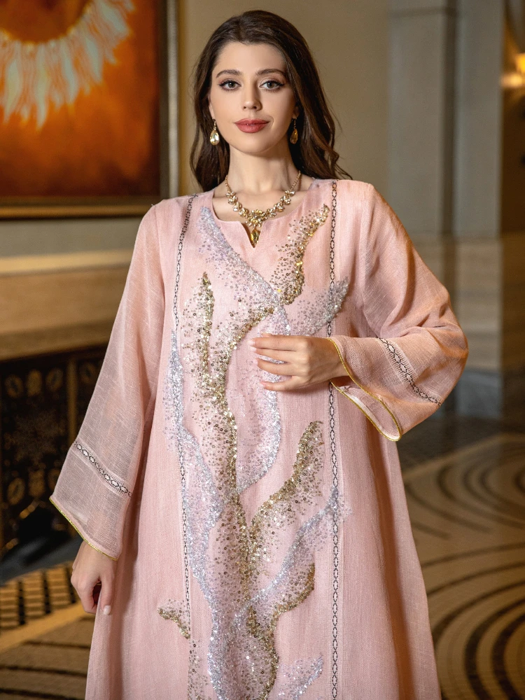 Eid Muslim Party Dress for Wom – Jalabiya Women Arabic recenzja i cena